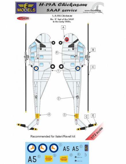 1/72 Decals H-19A Chicksaw in SAAF service