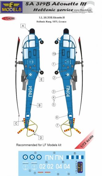 LF Model D�cals SA 319B Alouette III Service Hell�nique 1/72