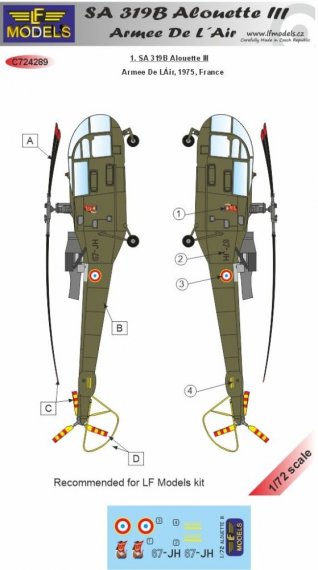 LF Model D�cals SA 319B Alouette III Arm�e de l'Air 1/72