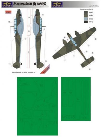 1/72 Masks for Messerschmitt Bf 110C/D (for Airfix and Eduard)