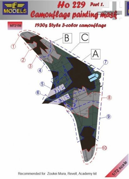 1/72 Mask Ho 229 1930s style camouflage pattern