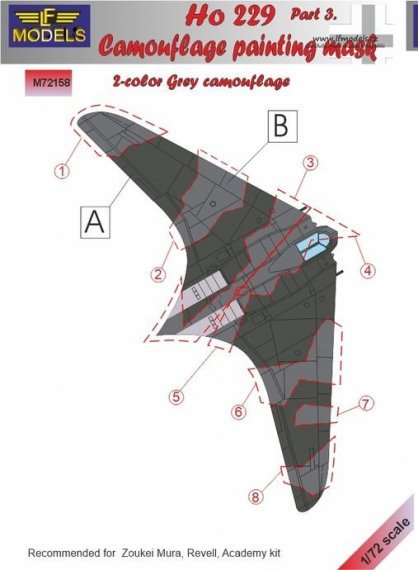 1/72 Mask Ho 229 2-color grey camouflage pattern