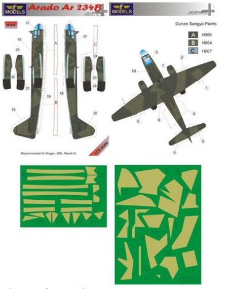 1/72 Mask Arado Ar-234B (DRAG/DML/REV)