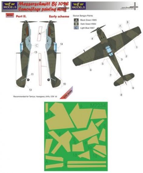 1/72 Masks for Messerschmitt Bf 109E Early Pt II (for Tamiya, Ha