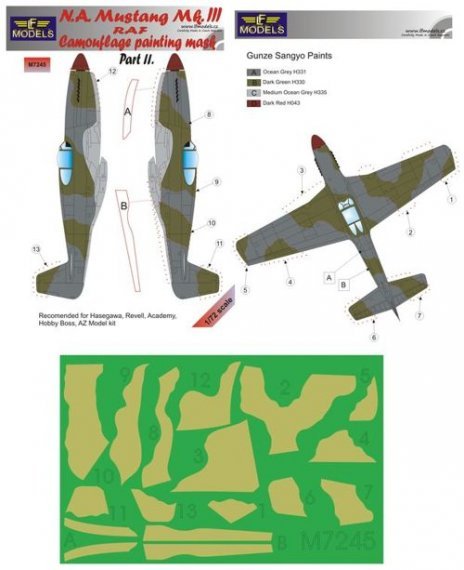 1/72 Masks for North-American Mustang Mk.III RAF Pt.II