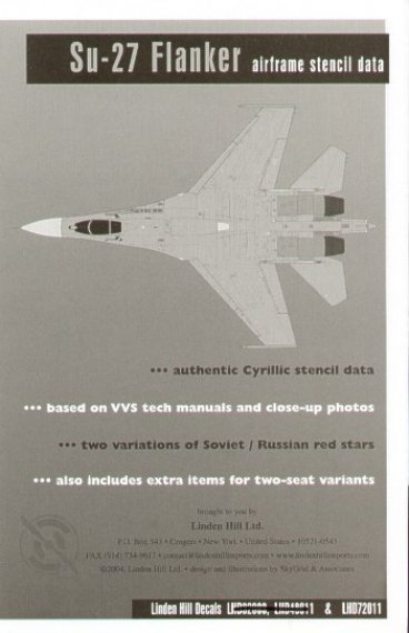 Linden Hill 1/72 Sukhoi Su-27 Stencils techniques VVS