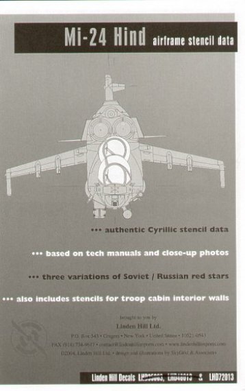 Linden Hill 1/72 Mil Mi-24 Hind Donn�es Stencil Cyrillique