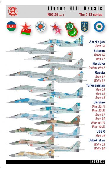 1/72 MiG-29 9-13 Azerbaijan, Belarus, Moldova, Russia, ...