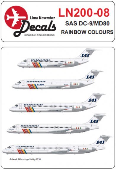 1/200 SAS Douglas DC-9/MD80s rainbow livery