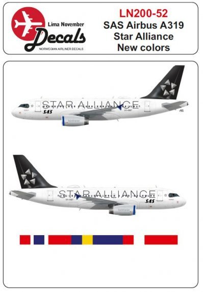 1/200 Sas Airbus A319 new Star Alliance scheme decals