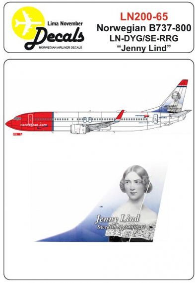1/200 Norwegian Boeing 737-800 LN-DYG/SE-RRG Jenny Lind