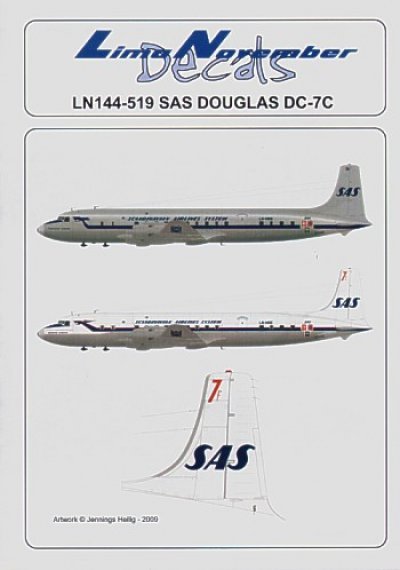 Lima November DC-7C SAS 1/144 D�calcomanies Flotte