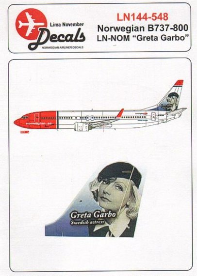 1/72 Scale Norwegian Boeing 737-800 LN-NOM GRETA GARBO