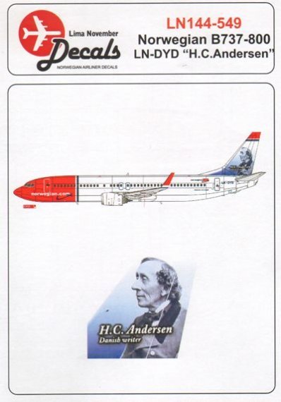 1/72 Scale Norwegian Boeing 737-800 LN-DYD H.C.ANDERSEN