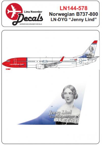 1/144 Norwegian Boeing 737-800 LN-DYG Jenny Lind