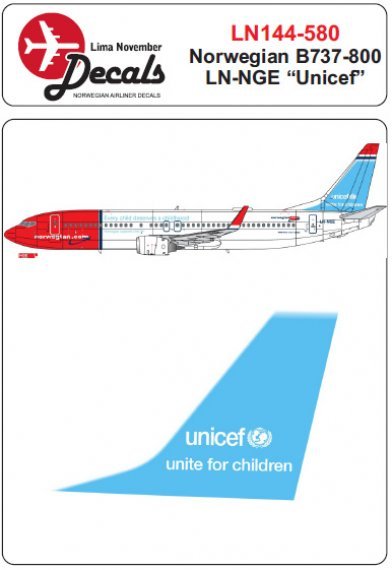 1/144 Norwegian Boeing 737-800 LN-NGE Unicef