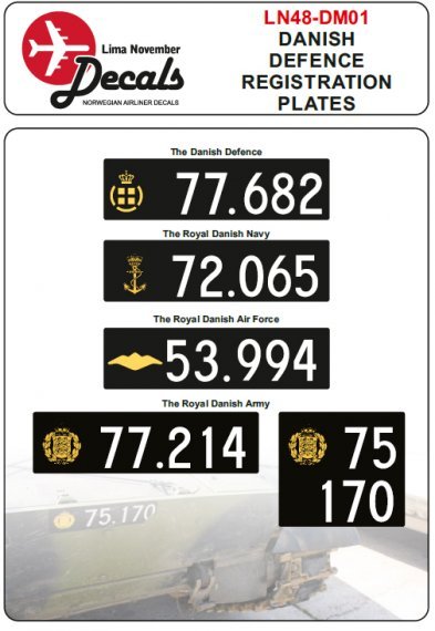 1/48 Danish Defence Registration Plates