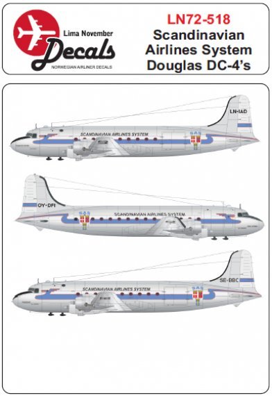 1/72 SAS first scheme Douglas DC-4 (for Mach 2 and Revell)