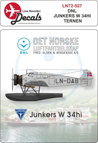 1/72 DNL Det Norske Luftfartselskap Junkers W34 includes masks
