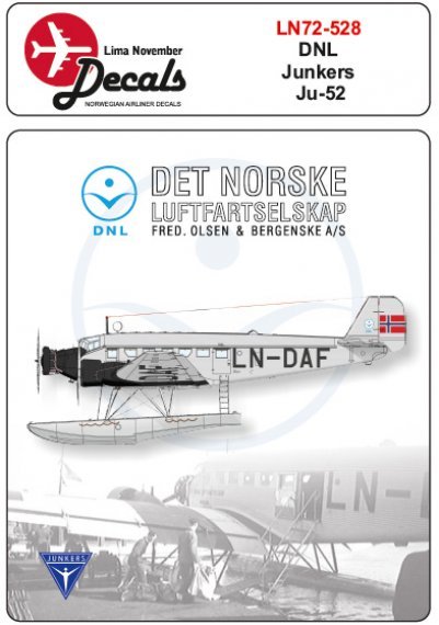 1/72 DNL Det Norske LuftfartselskapJunkers Ju-52/3m with masks