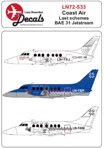 1/72 Coast Air BAE 31 The last schemes, includes masks