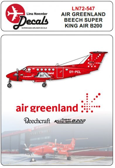 1/72 Air Greenland Beech 200 new cs. Including masks.