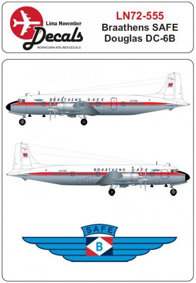 1/72 Braathens Safe Douglas DC-6B with window masks