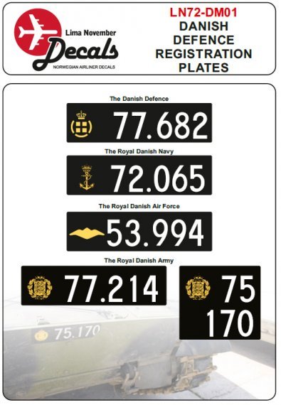 1/72 Danish Defence Registration Plates