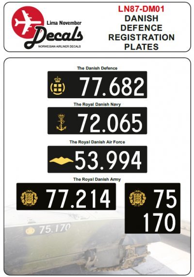 1/87 Danish Defence Registration Plates