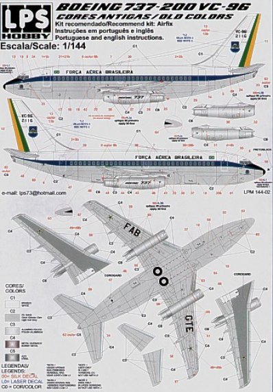 1/144 Boeing 737-200 Forca Aerea Brasileira VC-96 2116 old schem