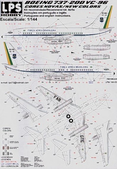 1/144 Boeing 737-200 Forca Aerea Brasileira VC-96 2116 new schem