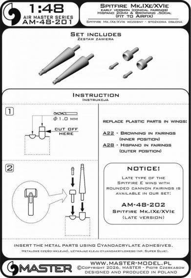 Master 1/48 Spitfire Mk.IXe/XVIe Hispano 20mm