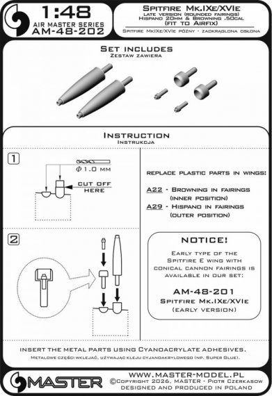 Master 1/48 Spitfire Mk.IXe/XVIe Sp�te Hispano 20mm