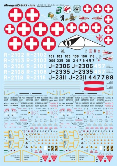 1/48  Mirage IIIS & RS late decals with mask