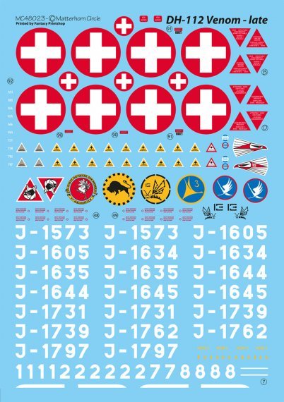1/48 late Swiss DH-112 Venom Mk.1 / Mk.4 decals