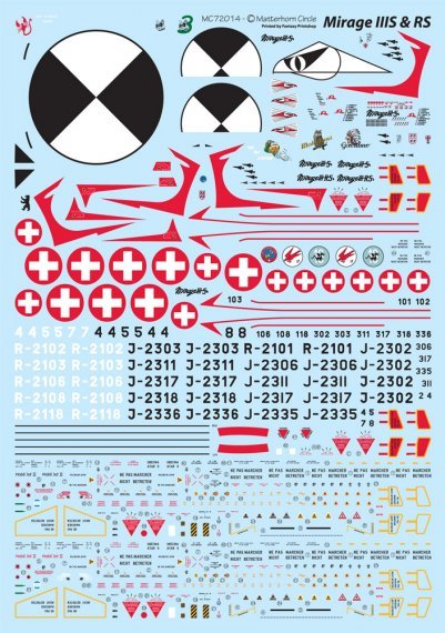 1/72 Mirage IIIS & RS decals with paint mask