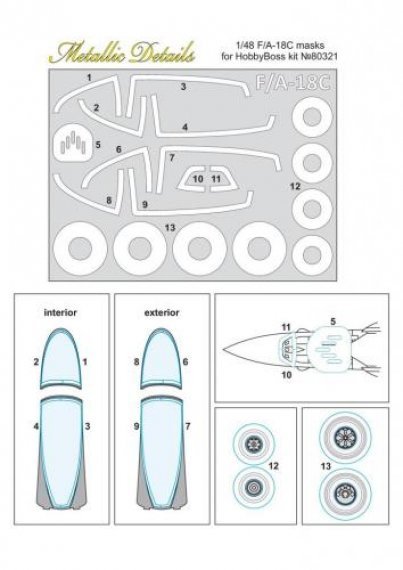 1/48 McDonnell-Douglas F/A-18C Hornet canopy paint mask