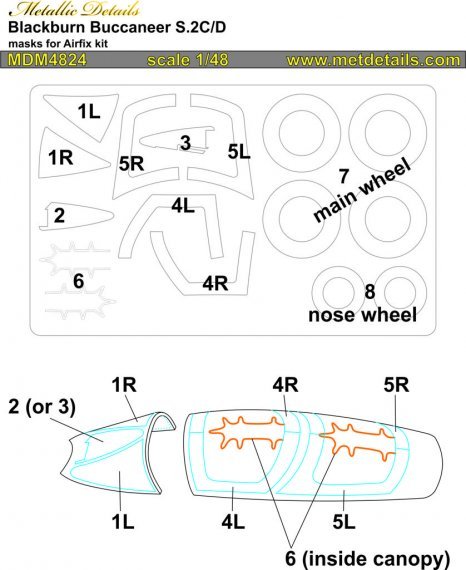 1/48 Blackburn Buccaneer S.2C/Dwheels and canopy paint mask