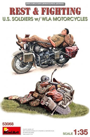 1/35 REST & FIGHTING, US Soldiers with WLA Motorcycles