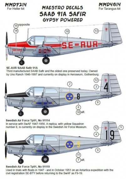 1/48 SAAB 91A Safir w. Gypsy engine