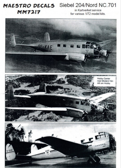 1/72 Siebel / Nord NC.701 Kartverket