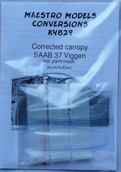 1/48 SAAB 37 Viggen 1-seater canopy w/ paintmask
