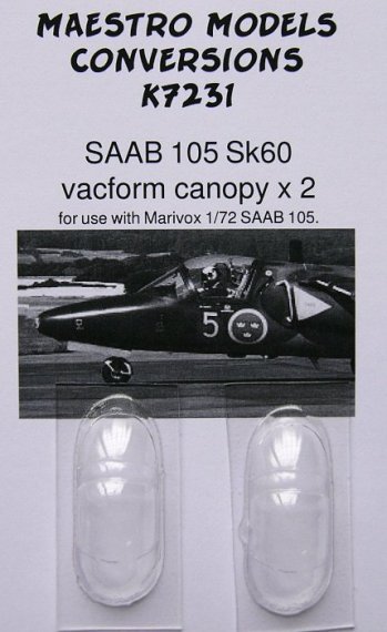 1/72 SAAB Sk60  Vacu canopy (2 pcs.)