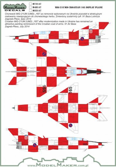 1/32 Mikoyan MiG-21UMD Croatian 165 Display Plane