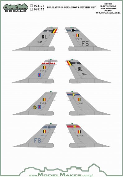 1/48 Belgian General-Dynamics F-16A/F-16B Squadrons Generic SET.