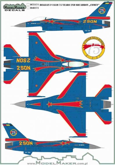 1/72 Belgian F-16AM 75 Years 2ND Squadron Comet