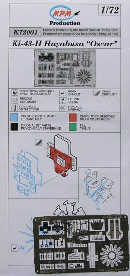 1/72 Ki-43 II Hayabusa  colour photoetched set