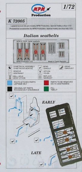 1/72 Italian seatbelts  colour photoetched set