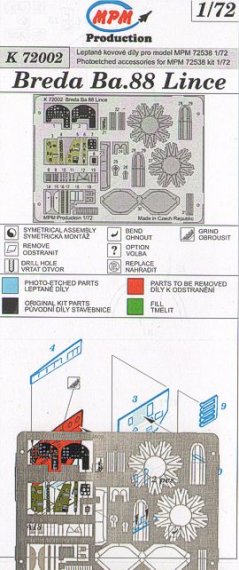 1/72 Breda Ba.88 Lince  colour photoetched set