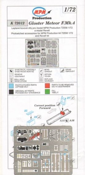 1/72 Gloster Meteor Mk.4 color photo-etched parts